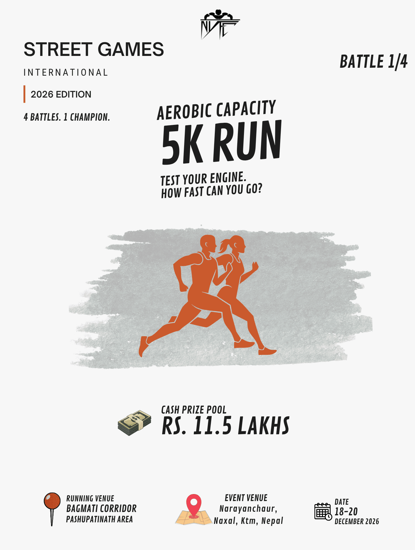 Battle one: five kilometre run for aerobic capacity